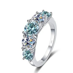 925 Sterling Silver 3.6ct Brilliant Moissanite Diamond blue